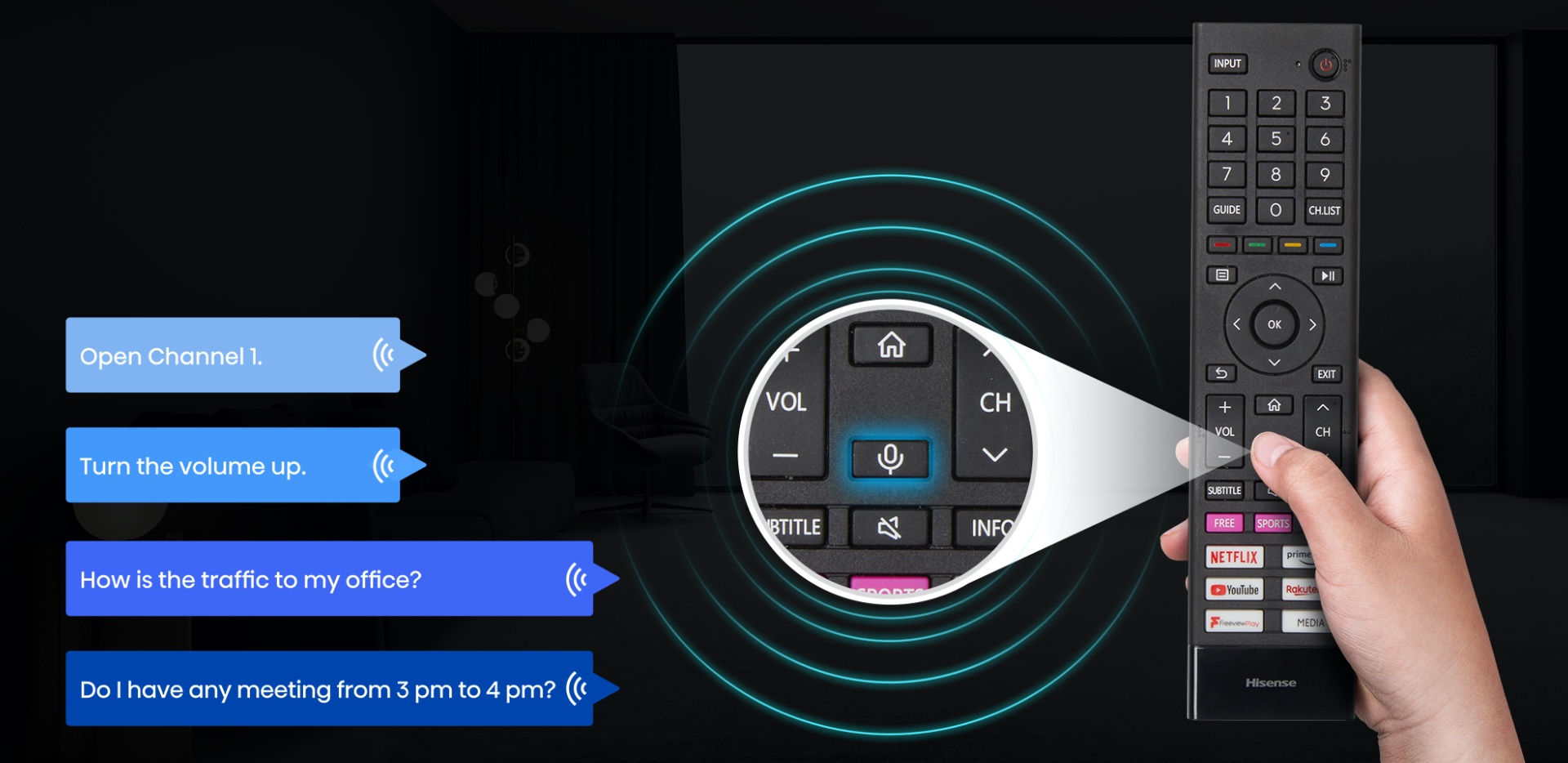 Hisense A9G - Replace pressing the buttons by your voice image